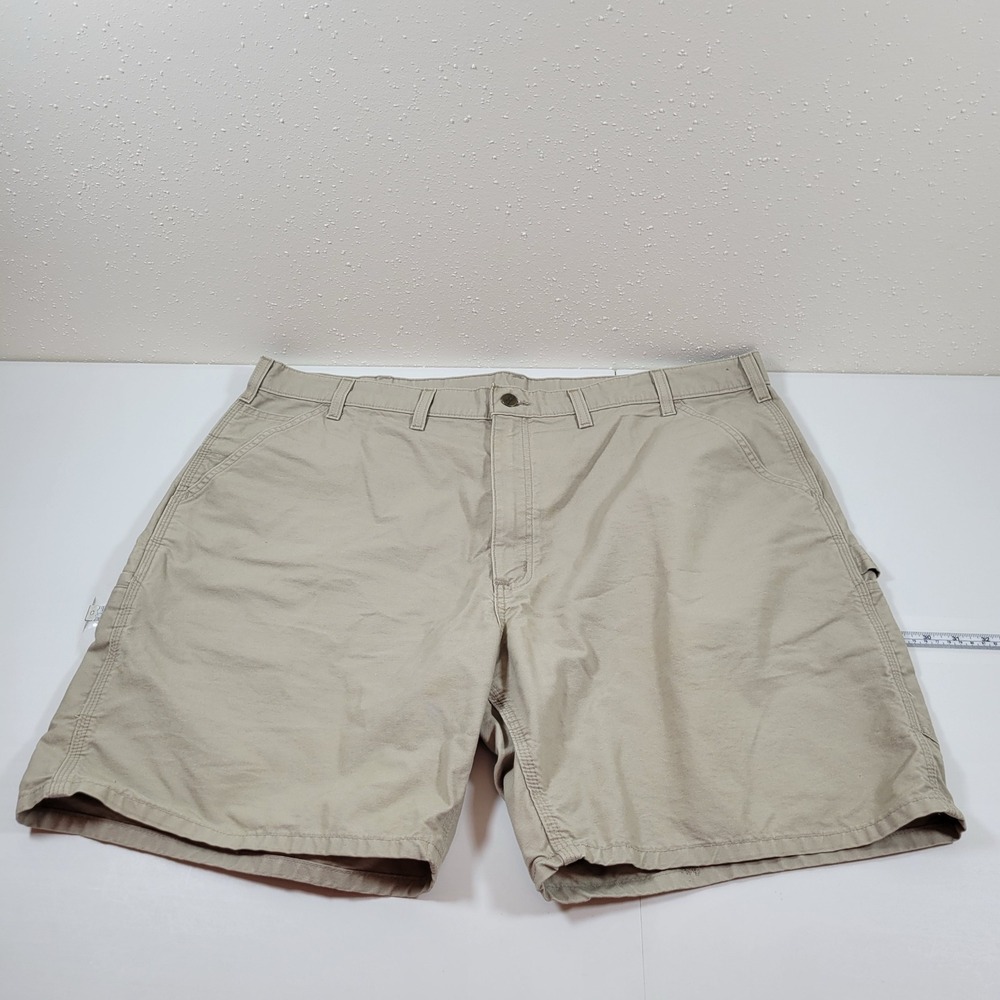 Vintage Carhartt Carpenter Shorts Mens 44 Tan Excellent Canvas Utility Workwear